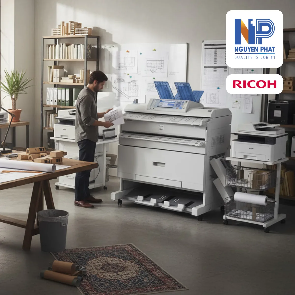 Máy Photocopy A0 Ricoh Aficio MP W3601-Likenew 95-98% - Ảnh 2
